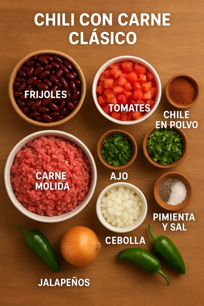 Chili con Carne Clásico Ingredients